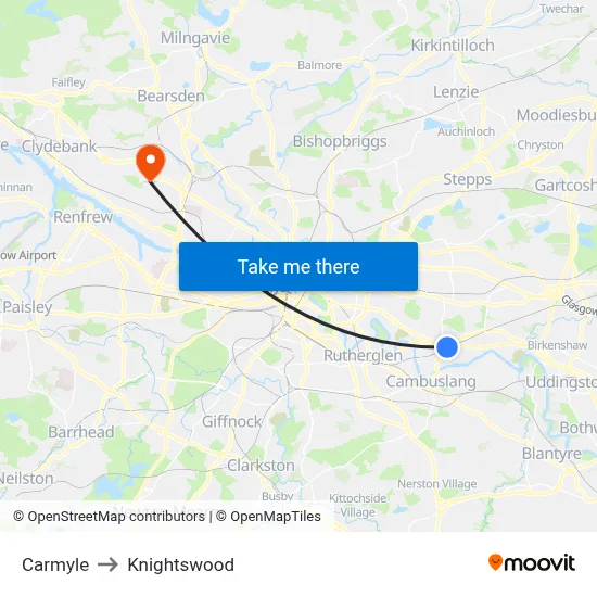 Carmyle to Knightswood map