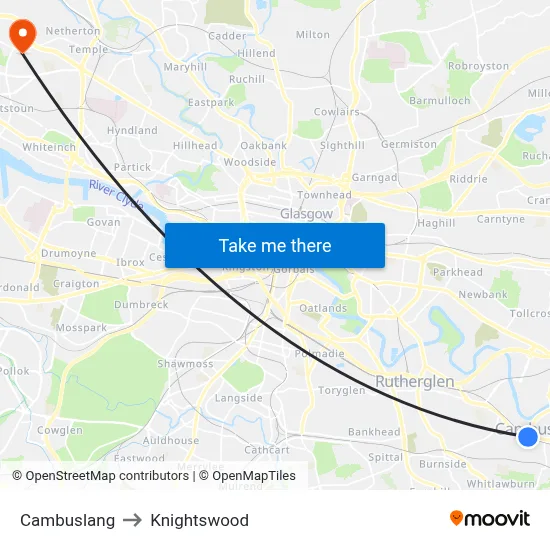 Cambuslang to Knightswood map