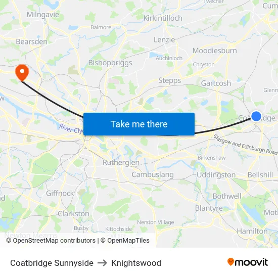 Coatbridge Sunnyside to Knightswood map