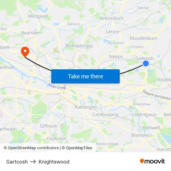 Gartcosh to Knightswood map