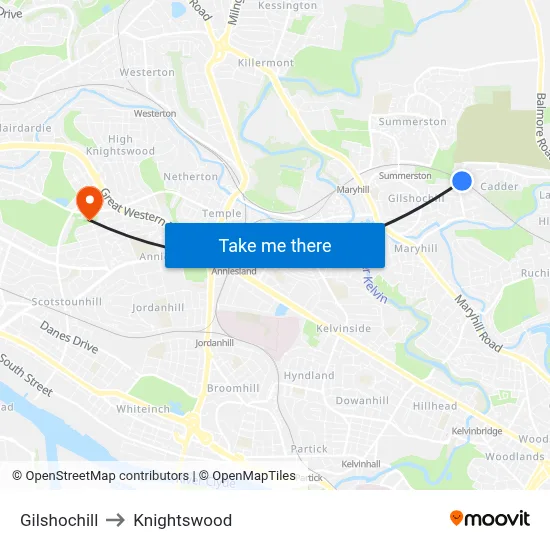 Gilshochill to Knightswood map