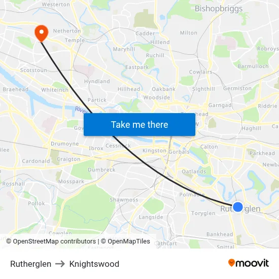 Rutherglen to Knightswood map