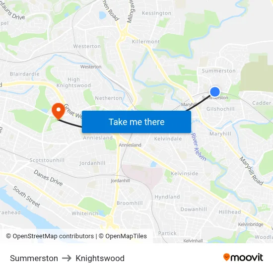 Summerston to Knightswood map