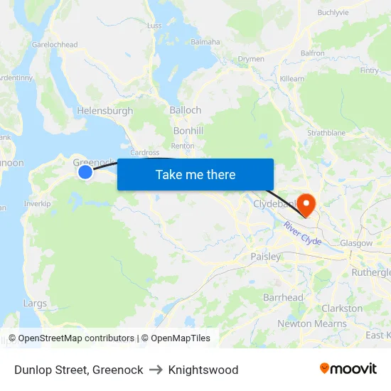 Dunlop Street, Greenock to Knightswood map