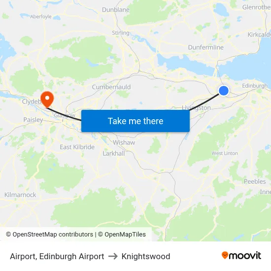 Airport, Edinburgh Airport to Knightswood map