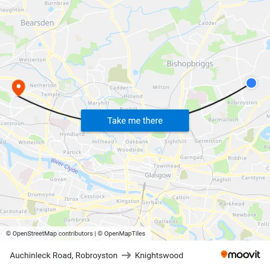 Auchinleck Road, Robroyston to Knightswood map