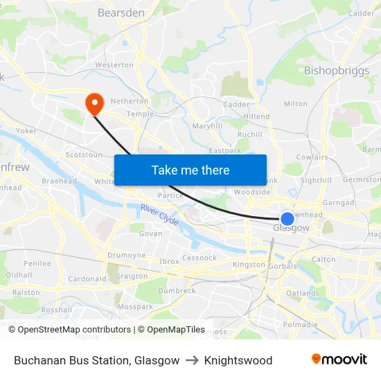 Buchanan Bus Station, Glasgow to Knightswood map