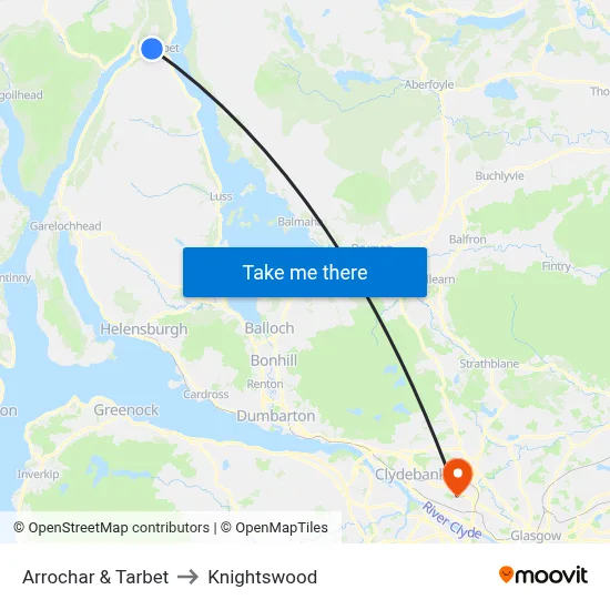 Arrochar & Tarbet to Knightswood map