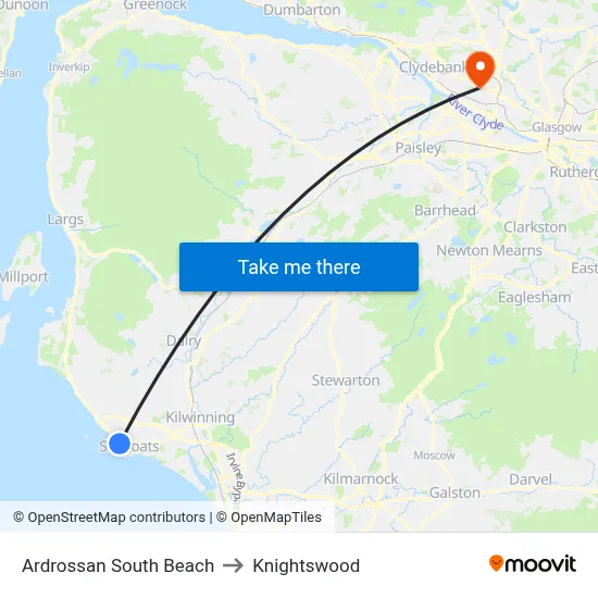 Ardrossan South Beach to Knightswood map