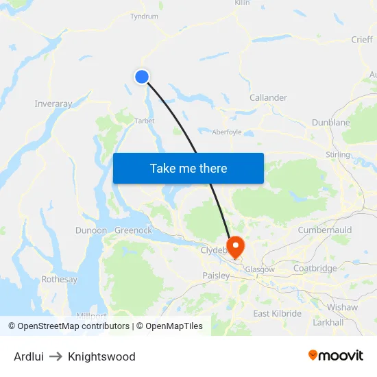 Ardlui to Knightswood map