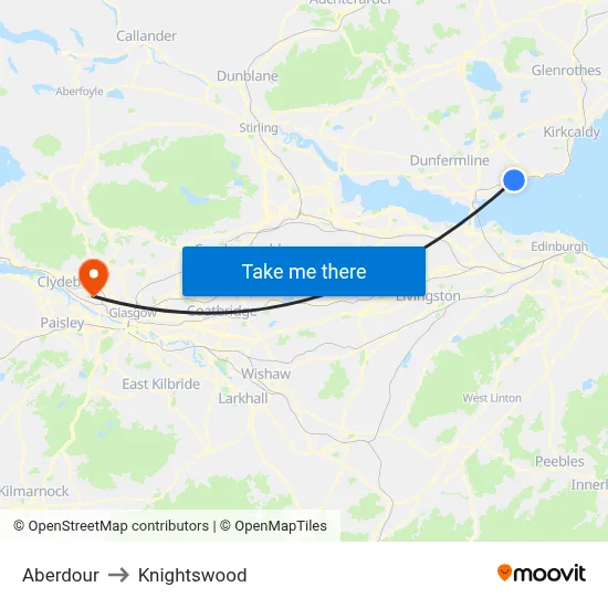 Aberdour to Knightswood map