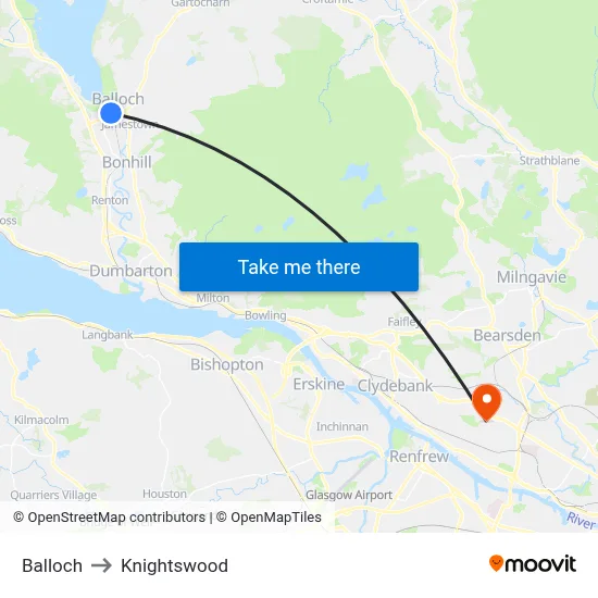 Balloch to Knightswood map