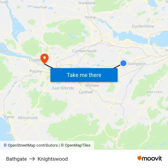 Bathgate to Knightswood map