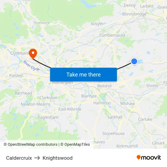 Caldercruix to Knightswood map