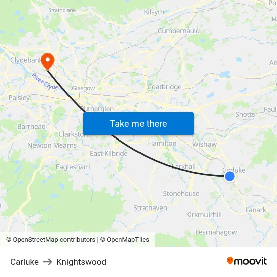 Carluke to Knightswood map