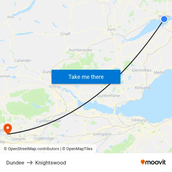 Dundee to Knightswood map