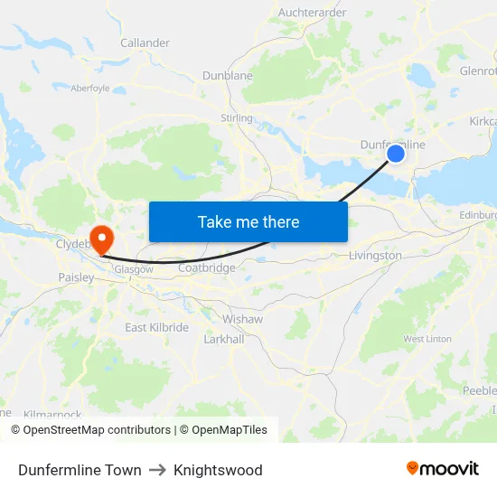 Dunfermline Town to Knightswood map