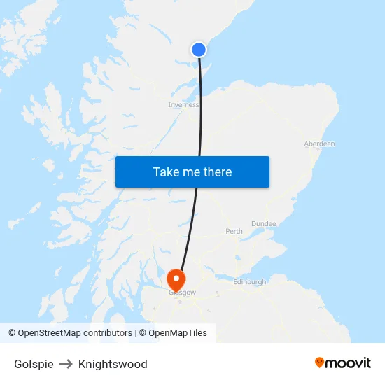 Golspie to Knightswood map