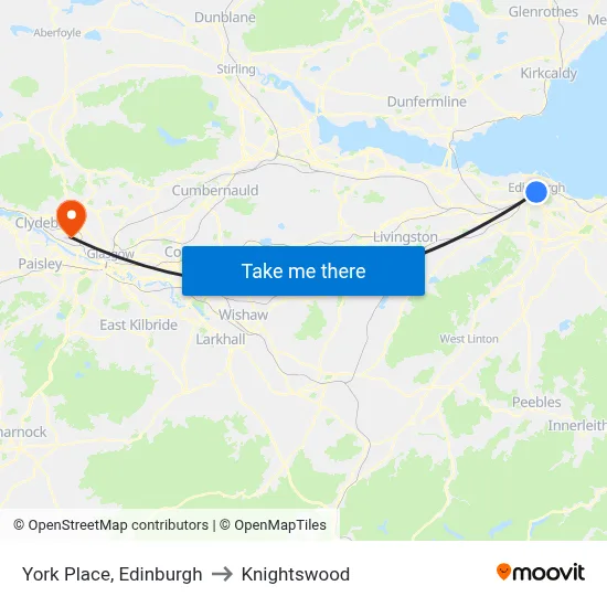 York Place, Edinburgh to Knightswood map