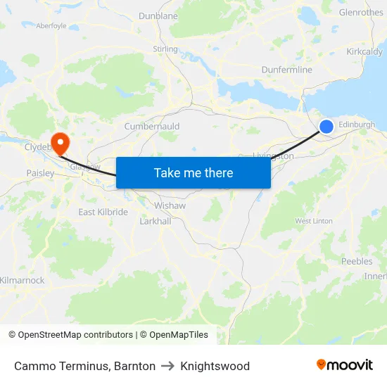 Cammo Terminus, Barnton to Knightswood map
