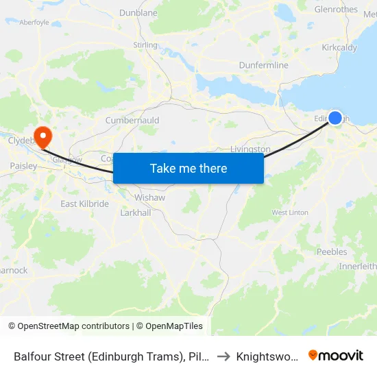 Balfour Street (Edinburgh Trams), Pilrig to Knightswood map
