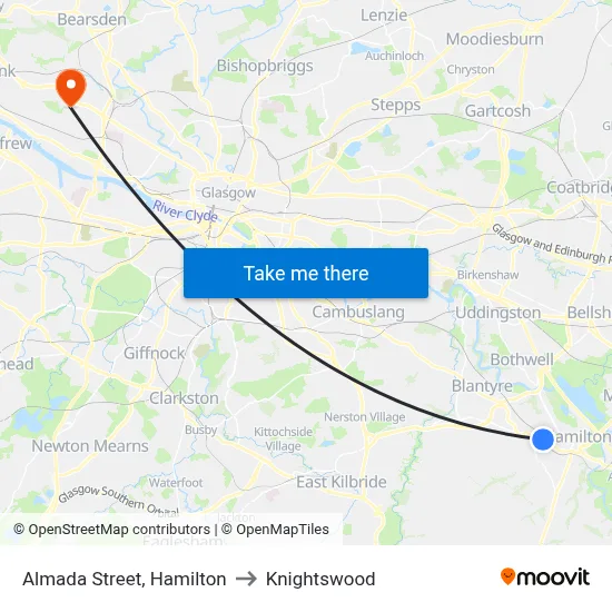Almada Street, Hamilton to Knightswood map