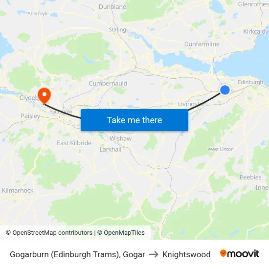 Gogarburn (Edinburgh Trams), Gogar to Knightswood map