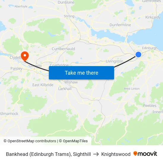 Bankhead (Edinburgh Trams), Sighthill to Knightswood map