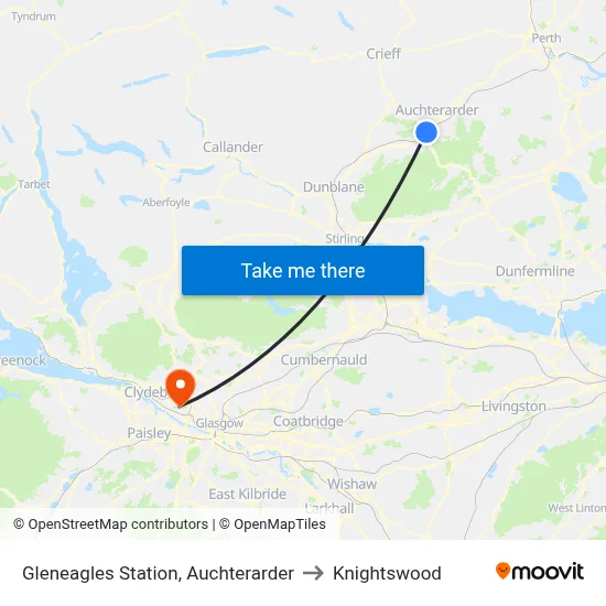 Gleneagles Station, Auchterarder to Knightswood map