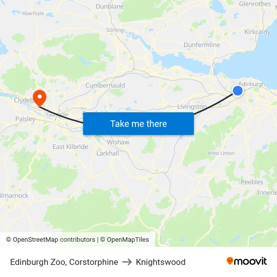 Edinburgh Zoo, Corstorphine to Knightswood map
