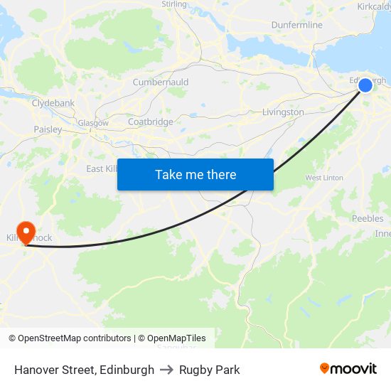 Hanover Street, Edinburgh to Rugby Park map