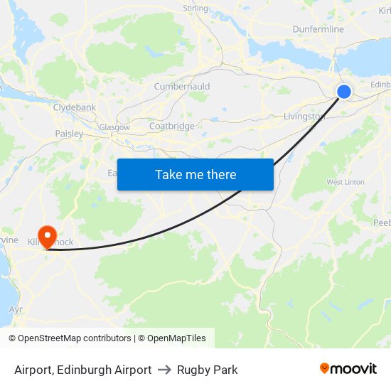 Airport, Edinburgh Airport to Rugby Park map