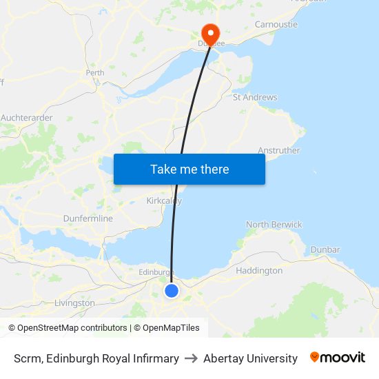 Scrm, Edinburgh Royal Infirmary to Abertay University map
