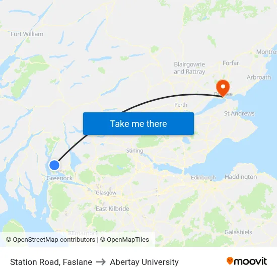 Station Road, Faslane to Abertay University map