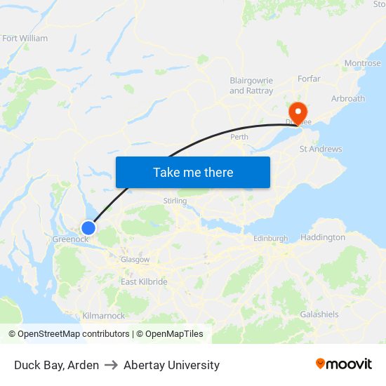 Duck Bay, Arden to Abertay University map