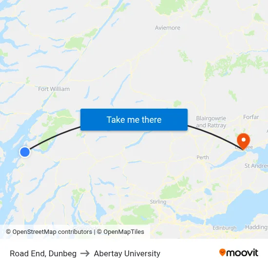 Road End, Dunbeg to Abertay University map