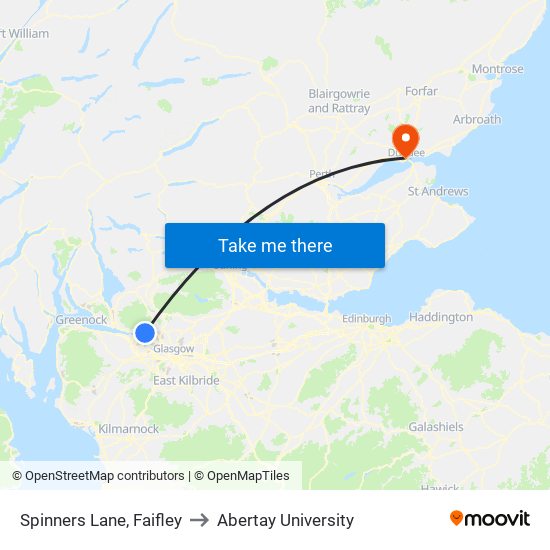 Spinners Lane, Faifley to Abertay University map