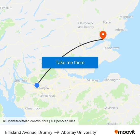 Ellisland Avenue, Drumry to Abertay University map