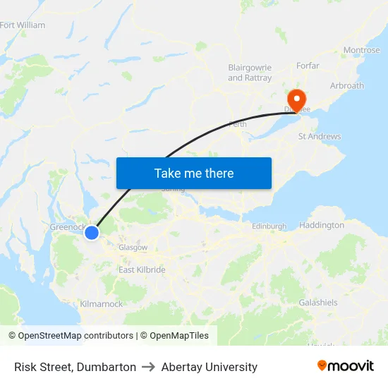 Risk Street, Dumbarton to Abertay University map