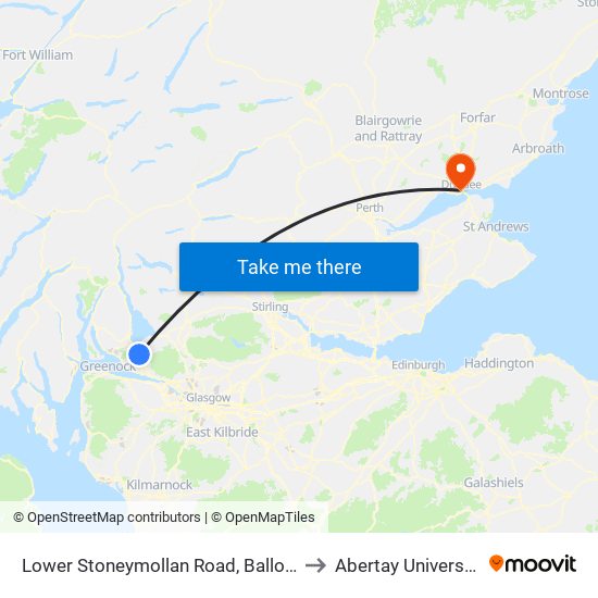 Lower Stoneymollan Road, Balloch to Abertay University map