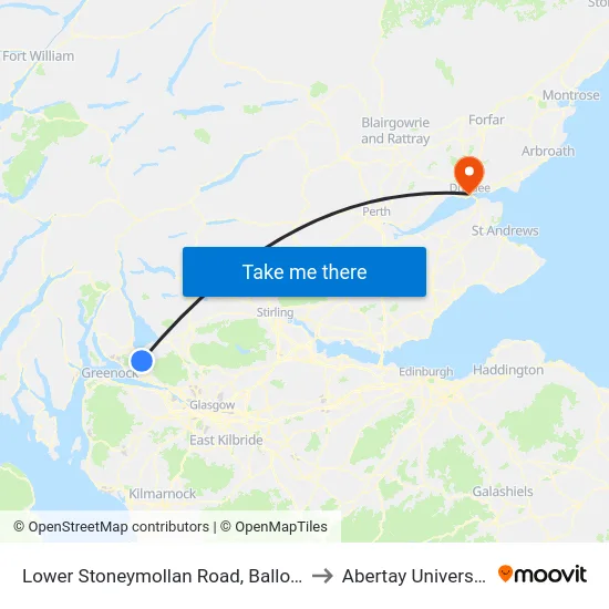 Lower Stoneymollan Road, Balloch to Abertay University map
