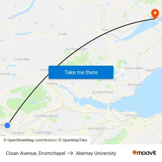 Cloan Avenue, Drumchapel to Abertay University map