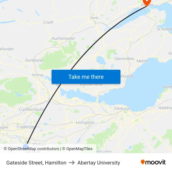 Gateside Street, Hamilton to Abertay University map