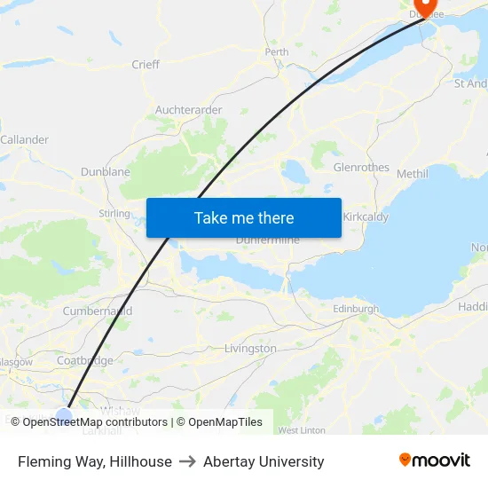 Fleming Way, Hillhouse to Abertay University map