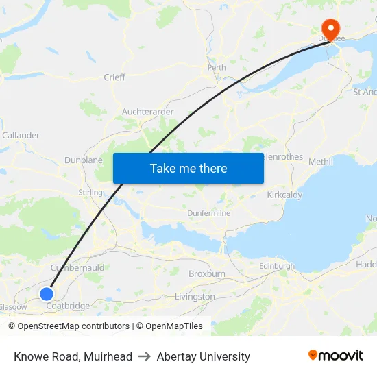Knowe Road, Muirhead to Abertay University map