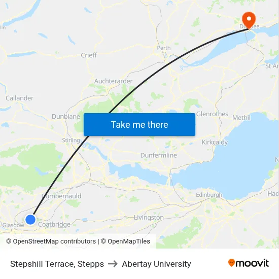 Stepshill Terrace, Stepps to Abertay University map