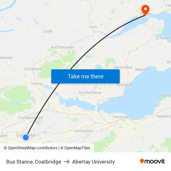 Bus Stance, Coatbridge to Abertay University map