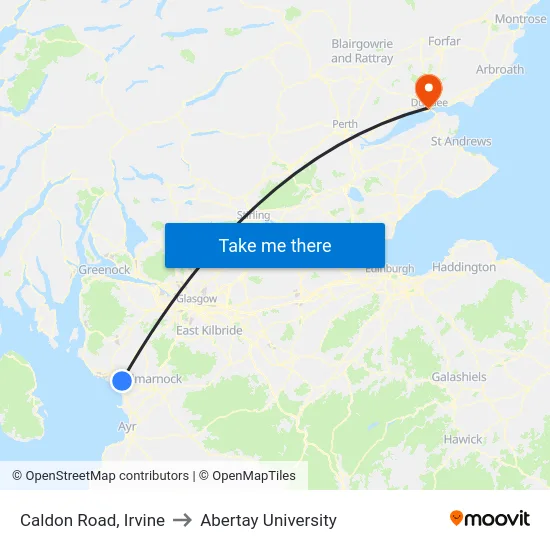 Caldon Road, Irvine to Abertay University map