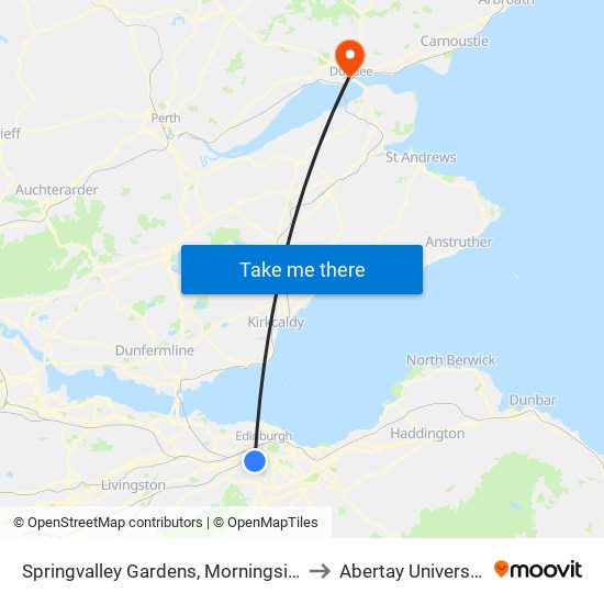 Springvalley Gardens, Morningside to Abertay University map