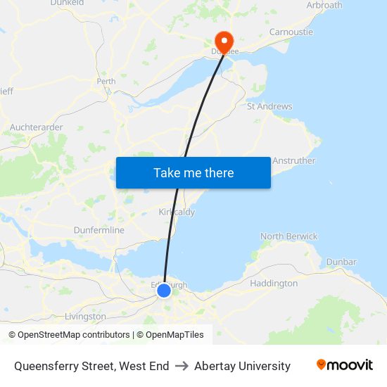 Queensferry Street, West End to Abertay University map